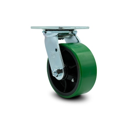 Service Caster 5 Inch Green Poly on Cast Iron Wheel Swivel Caster with Roller Bearing SCC SCC-30CS520-PUR-GB